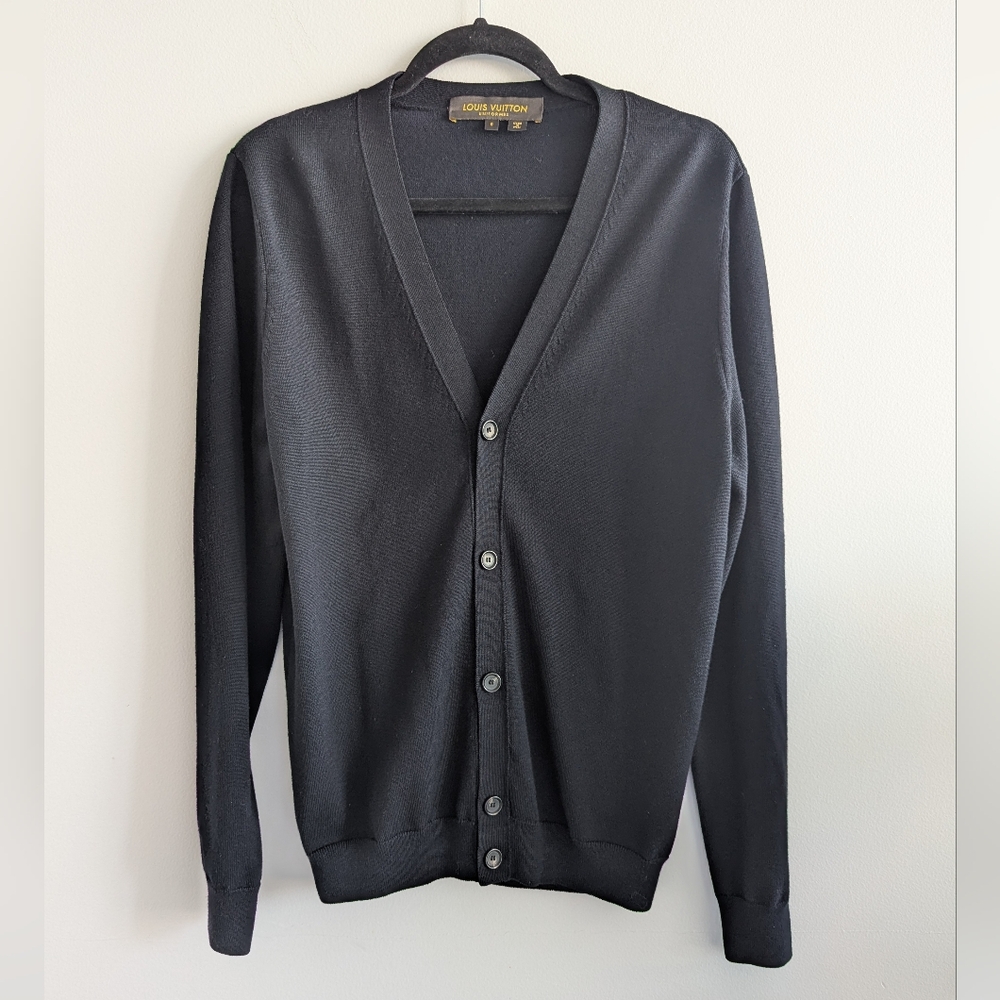 Louis Vuitton Black Cardigan Sweater Classic Style - Uniforms
